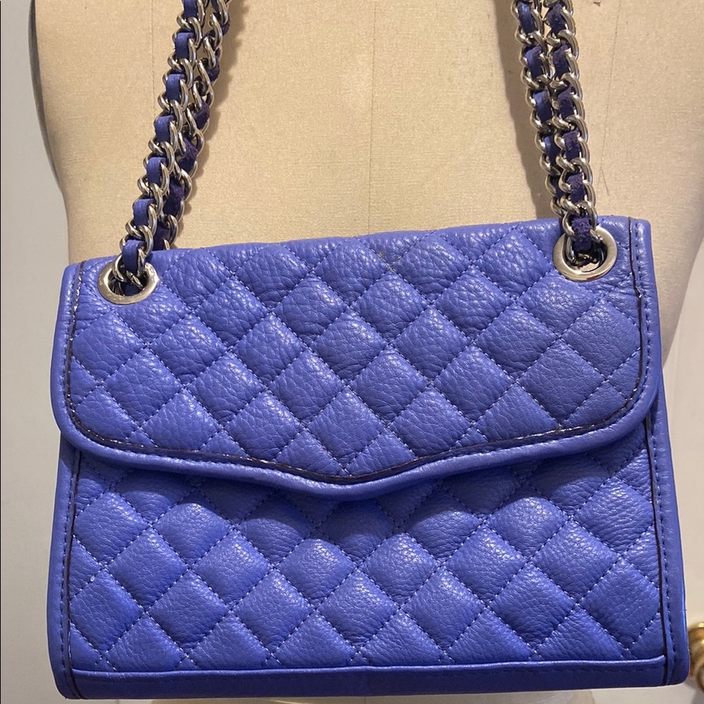 REBECCA MINKOFF Quilted Blue Chain Shoulder Bag